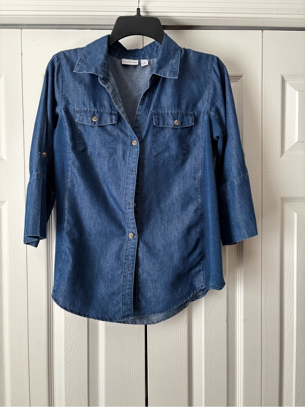 Ladies Kim Rogers Dark Blue Denim Button-Down Shirt